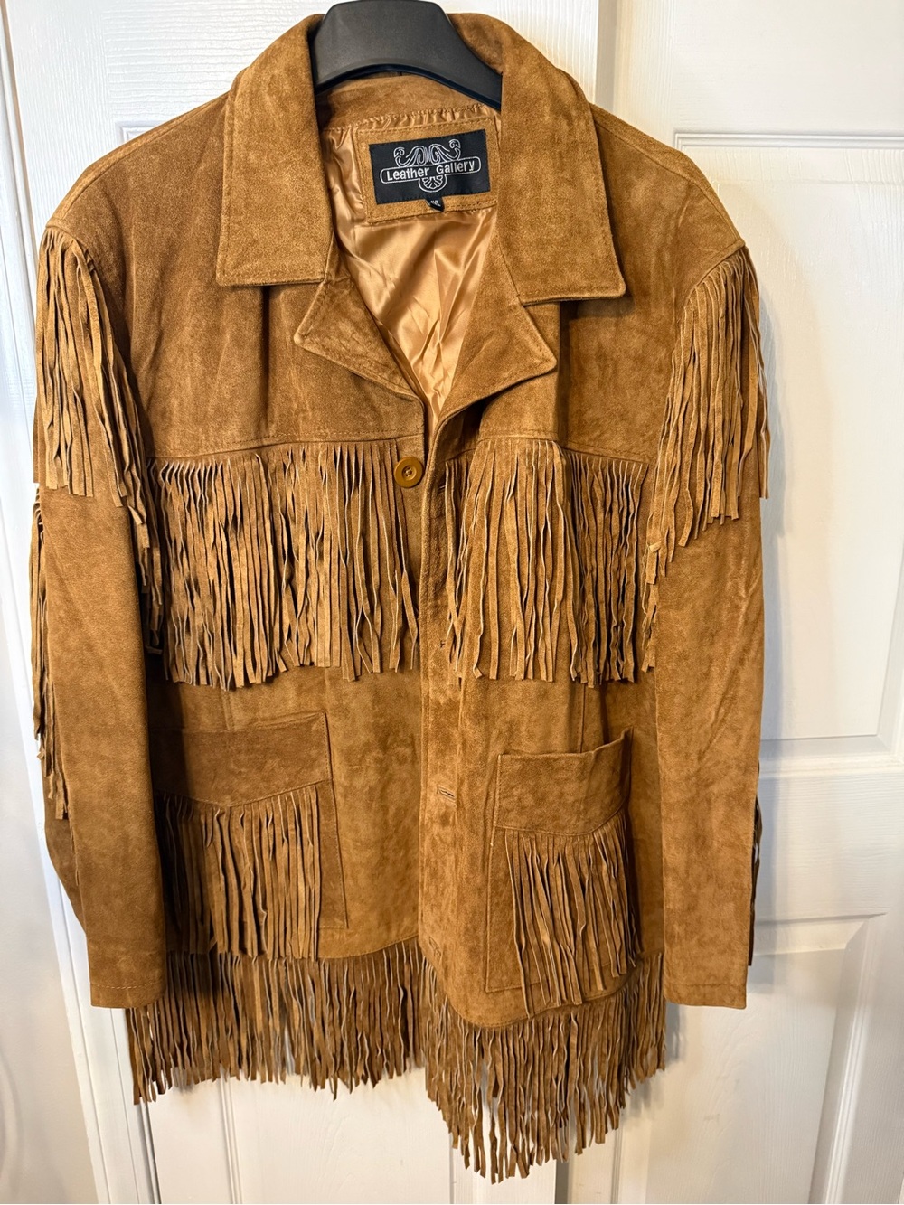Leather Gallery Men’s Brown Suede Fringe Trench Coat